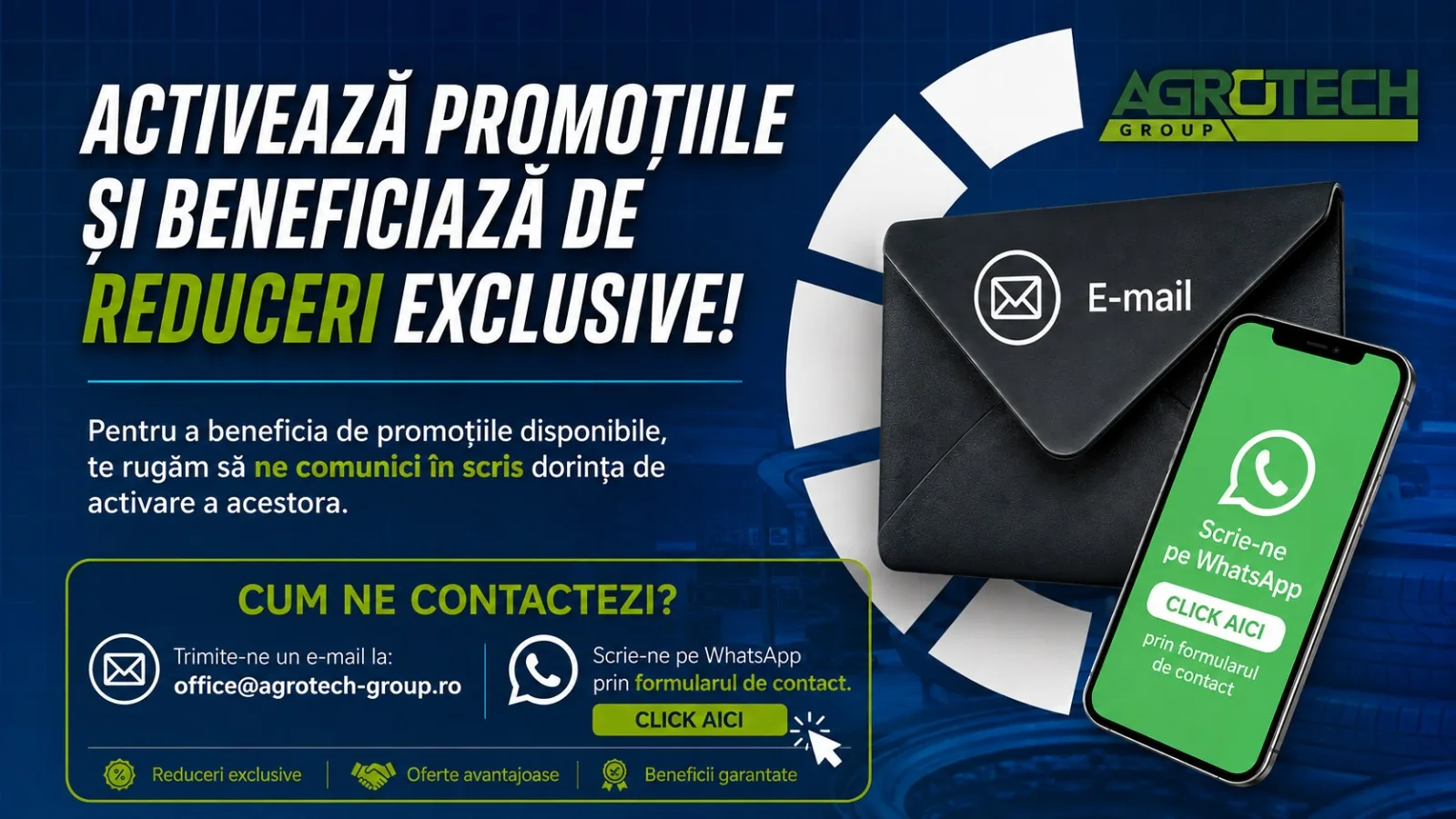Activează promoțiile și beneficiază de reduceri exclusive — scrie-ne pe WhatsApp